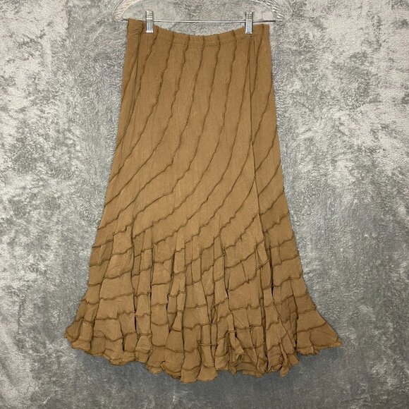 Coldwater Creek Women Ruffle Flounce Goblincore Lagenlook Pull On Maxi Skirt PS - Picture 1 of 8